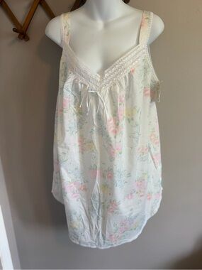 Vintage Deadstock Cachet Floral Lace Chemise Nightgown White M